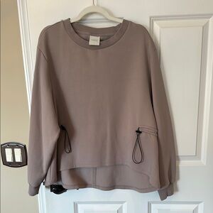 Varley Brown Crew Neck Sweater Relaxed Fit Cotton Blend
